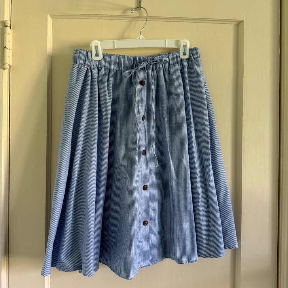 Blue & White Striped Skirt, Size L